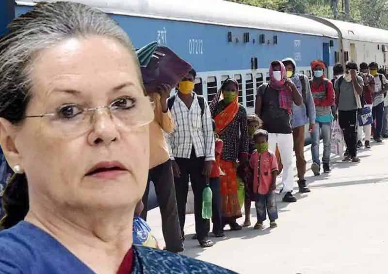 सोनिया गांधी और प्रवासी मज़दूर।