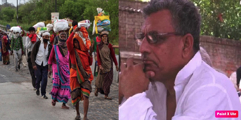अखिलेंद्र प्रताप सिंह और मजदूर।