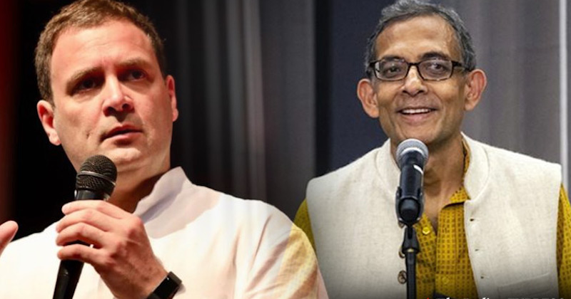 राहुल गांधी और अभिजीत बनर्जी।