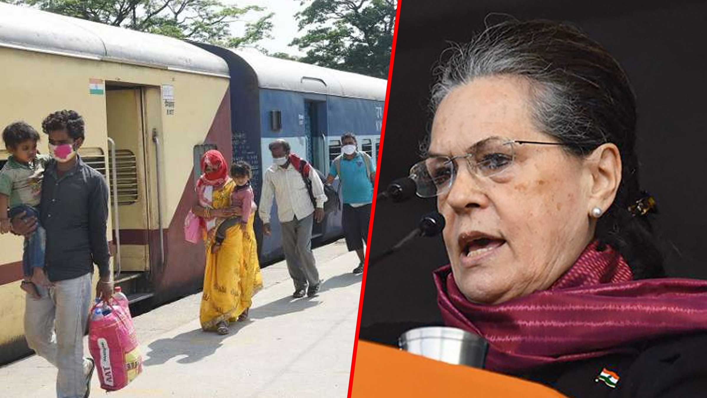 सोनिया गांधी और प्रवासी मज़दूर।