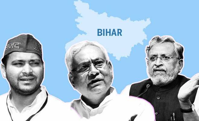 तेजस्वी, नीतीश, सुशील मोदी।