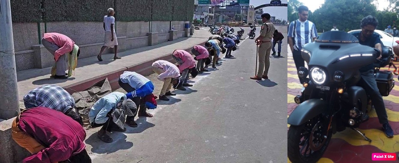 चीफ जस्टिस बोबडे की बाइक पर बैठी तस्वीर और पिटते मजदूर।