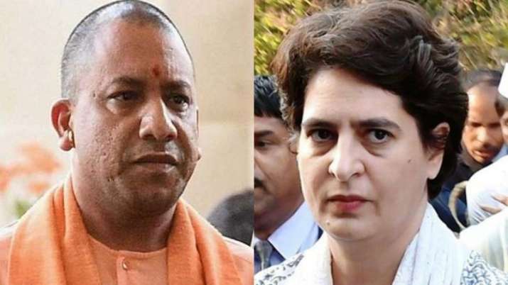 योगी और प्रियंका।
