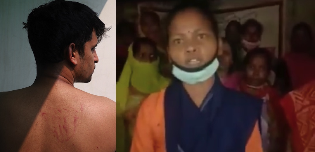 रिपोर्टर और पीड़िता के परिजन।