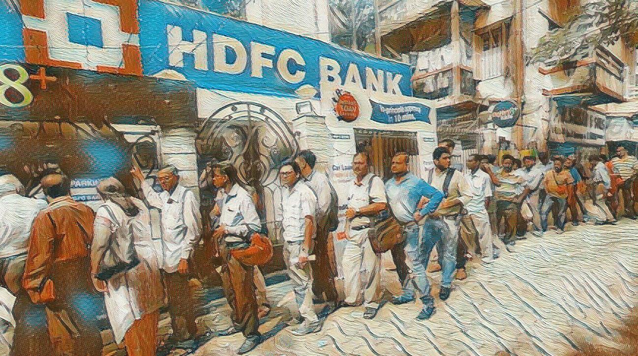 नोटबंदी का एक दृश्य।